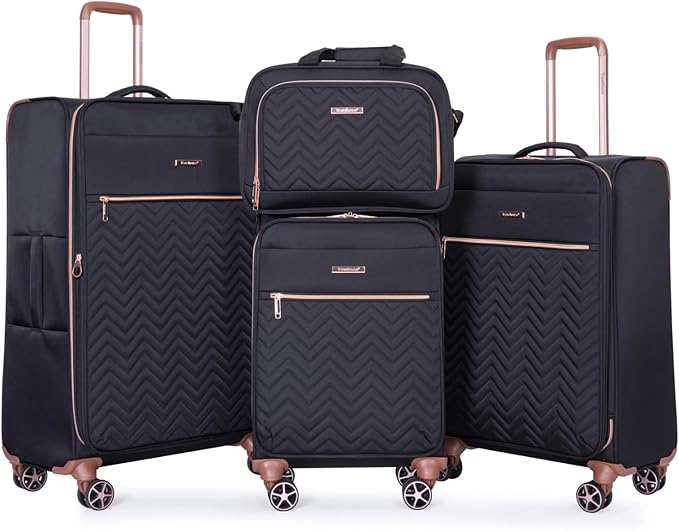 Travelhouse Luggage Set, Softside Suitcase 4-Piece (16/20/24/28), Expandable Lightweight Luggage Sets with Duffel Travel Bag,Suitcase with Double Spinner Wheels