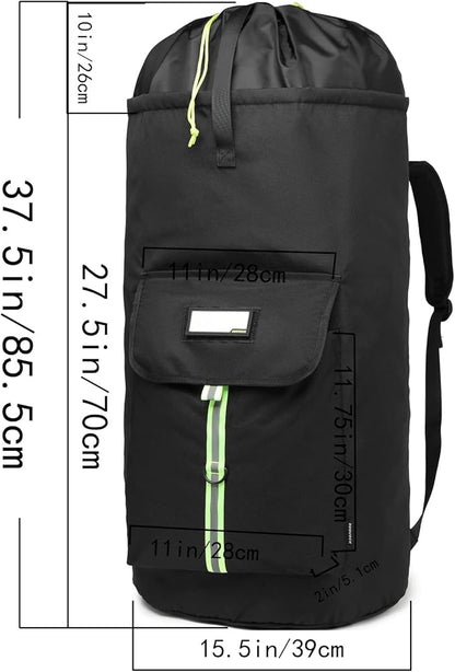 laundry bag backpack,extra-large heavy duty laundry bags,laundry backpack for college students,drawstring closure (Black Laundry Backpack Bag)