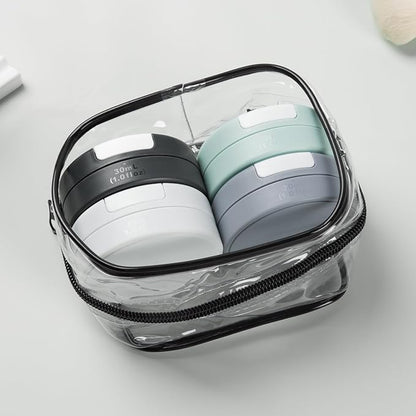 Travel Containers for Toiletries, Magnetic Travel Containers (30ml), TSA Approved Cream Jars with Toiletry Bag, Leak-proof Small Jars with Multiple Labels for Better Organization