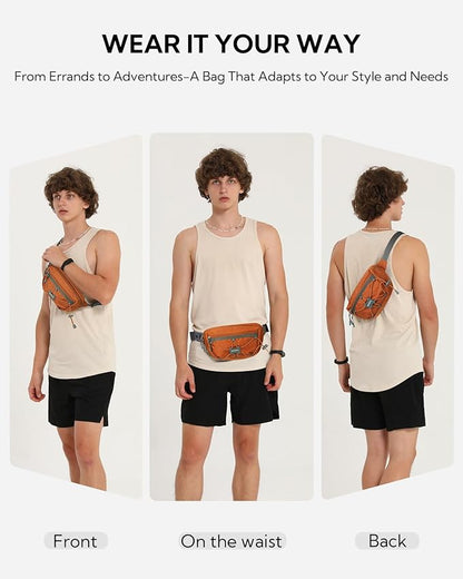 WATERFLY Lightweight Small Fanny Pack: 1.5L Mini Slim Crossbody Waist Belt Hip Bag with RFID Blocking, Anti-Theft & Water Resistant Pouch for Women Men Travel Hiking Running Walking EDC