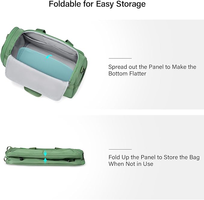 Hanke Underseat Carry On luggage Bags for Travel, Foldable Travel Bags for Women, Soft Lightweight Personal Item Travel Bag Small Carry On Bags for Airplanes, Travel Tote Bags for Women Men. Green