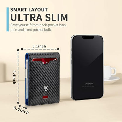 RUNBOX Mens Slim Wallet with Money Clip RFID Blocking Bifold Credit Card Holder for Men with Gift Box