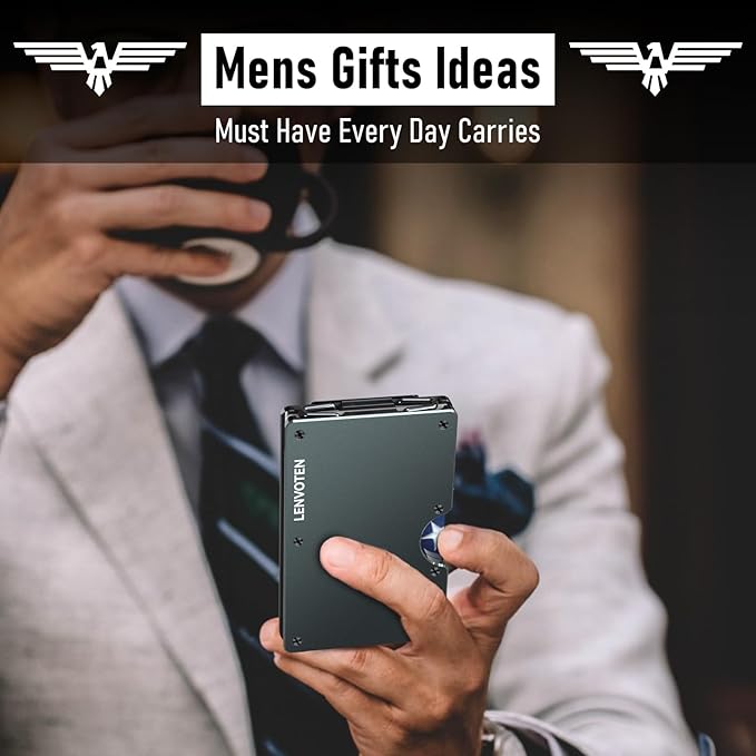 Minimalist Wallet for Men, Metal Wallet with Money Clip, Slim Compact Wallet, RFID Blocking Card Holder, Metal Aluminum Credit Card Holder, Holds up to 20 Cards
