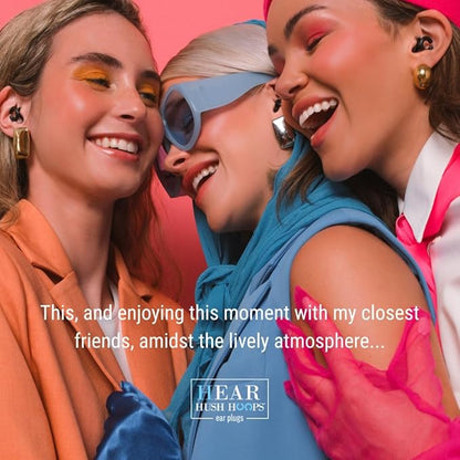 Hush Hoops Ear Plugs, Ultra-Soft Reusable Silicone Plugs with Horseshoe Shape for Comfort, Designed for Sleep and Sound Suppression, 17dB (NRR) Noise Reduction Rating, Pink, 1 Pair with Travel Case