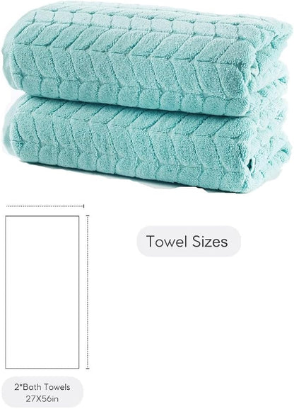 Turkish Cotton Ultra-Soft Plush Absorbent Quick Dry Bathroom Towel Set, Made in Turkey (Mint Green, 2 pcs Bath Towel Set)
