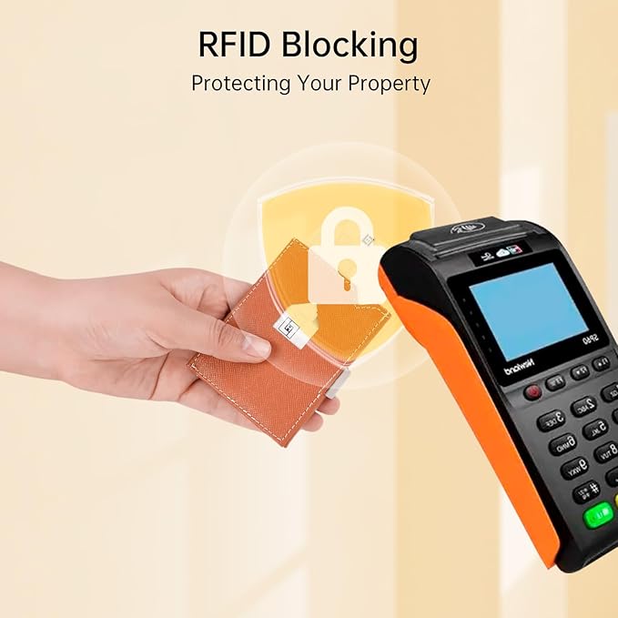 Men's Wallet, Genuine Leather RFID Blocking Slim Money Clip Wallet Minimalist Front Pocket Tri-Fold Money Clip Credit Card Holder with Present Box Orange