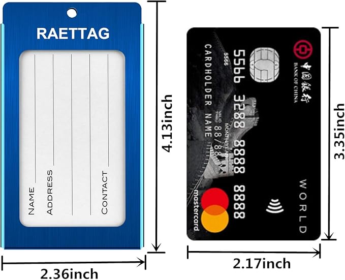 Luggage Tags Metal Suitcase Tags Travel Bag ID Identifier Luggage Tag (Blue 4-Pack)