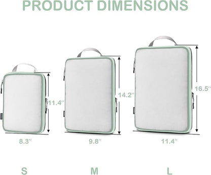 Cipway Mesh Compression Packing Cubes, Ultralight See Through Luggage Organizer Bags, Travel Essentials for Carry on Suitcase（3 Pcs,Sage Green）