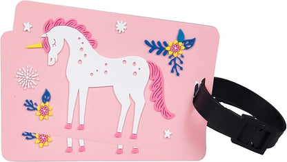 Wildkin Kids Luggage Tags – Set of 2, Durable Bag Tags w/Info Card for Suitcases & Backpacks - Magical Unicorns