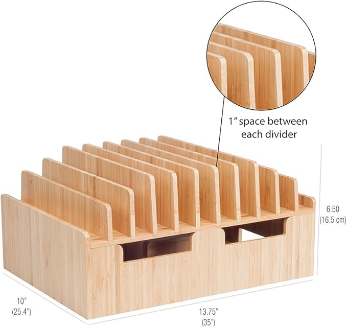 MobileVision 10-Port Bamboo Charging Station Includes 2 Powermod 6 USB Port Chargers for Smartphones & Tablets