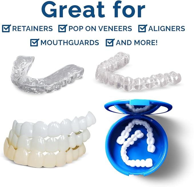 Retainer Cleaning Bundle by Pop On - 30 Retainer Cleaner Tablets, 1 Aligner Cleaner Fresh Foam, 1 Soft Bristle Toothbrush, 1 Mirror Case for Mouth Guards, Night Guards, Invisalign, Veneers, Dentures