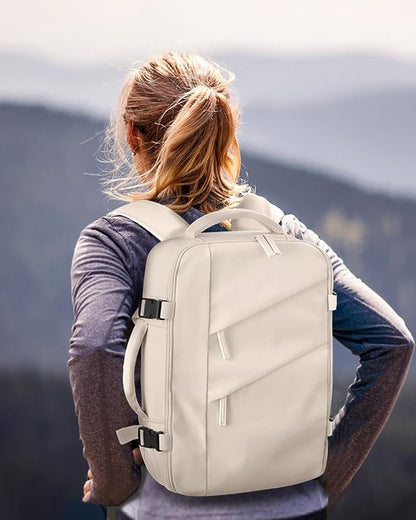 Capolo Travel Backpack for Women Men Waterproof Laptop Backpack Flight Approved Carry On Backpack Overnight Weekender Bag College Bookbag for Business, Work, Traveling Fits 17 '' Laptop,Beige