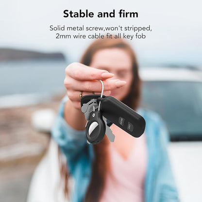 SPGUARD for AirTag Holder Case with Keychain, Air Tags-4 Pack for Apple Air Tag Holder with Wire Cable Lock Key Ring Chain Air Tagholder Accessories for GPS Item Tracker Kids,Keys,Luggage