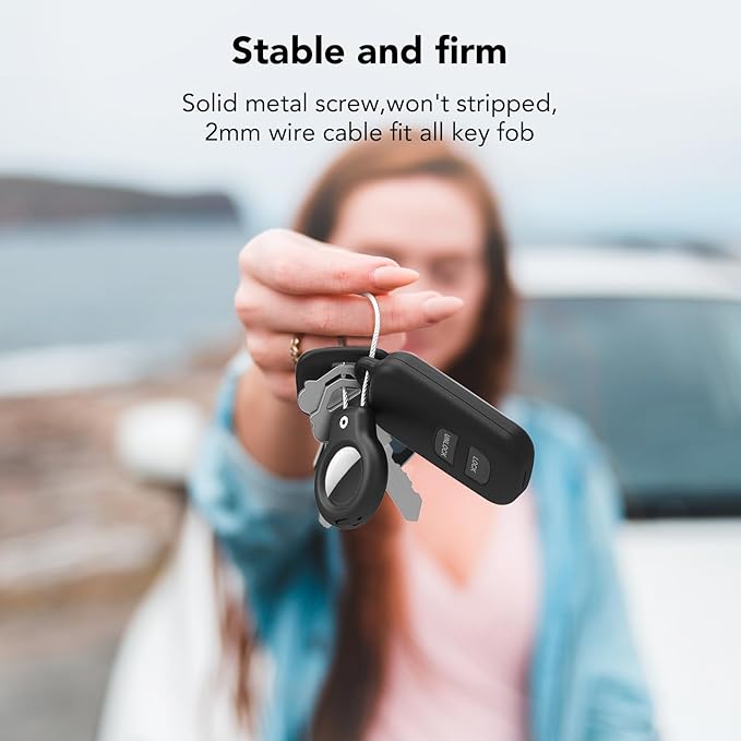 SPGUARD for AirTag Holder Case with Keychain, Air Tags-5 Pack for Apple Air Tag Holder with Wire Cable Lock Key Ring Chain Air Tagholder Accessories for GPS Item Tracker Kids,Keys,Luggage