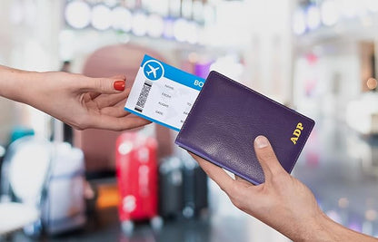 Personalized Monogrammed Dark Purple Leather RFID Passport Wallet