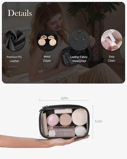 Pocmimut Mini Makeup Bag with Small Cosmetic Bag Travel Essentials Organizers,TSA Approved Toiletry Bag Makeup Pouch Clear Cosmetic Bags for Women Men,Black