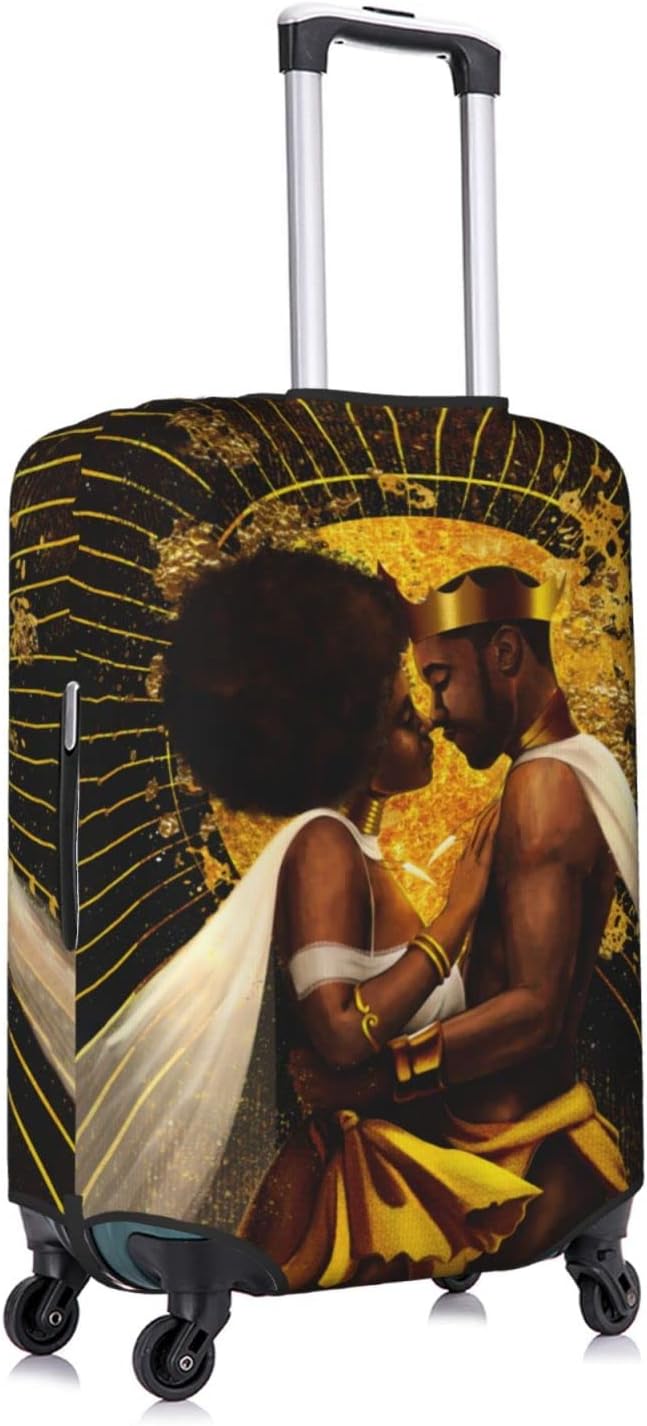 Luggage Covers - Suitcase Protector, Anti-scratch, Washable - Black, Large - African Queen And King Black Crown