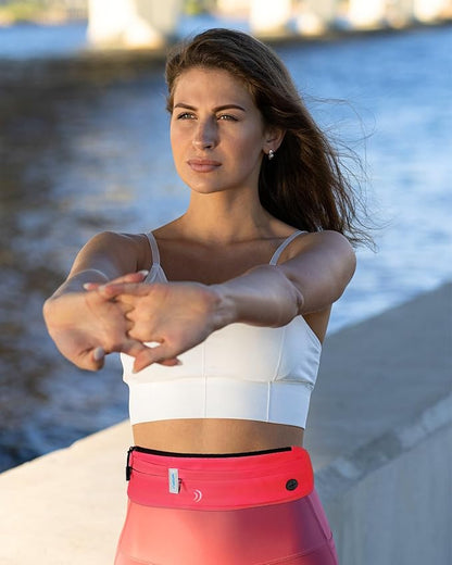 WATERFLY Running Belt Fanny Pack: Runner Marathon Jogging Waist Pack Sport Workout Exercise Fitness Phone Holder Belt for Men Women Jogger Slim Waistband Black