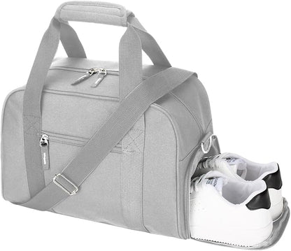 SeaRock 14 inch Small Gym Bag for Women & Men - Mini Duffle Bag for Travel, Sports, Workout, Weekender & Overnight with Shoe Compartment Gray