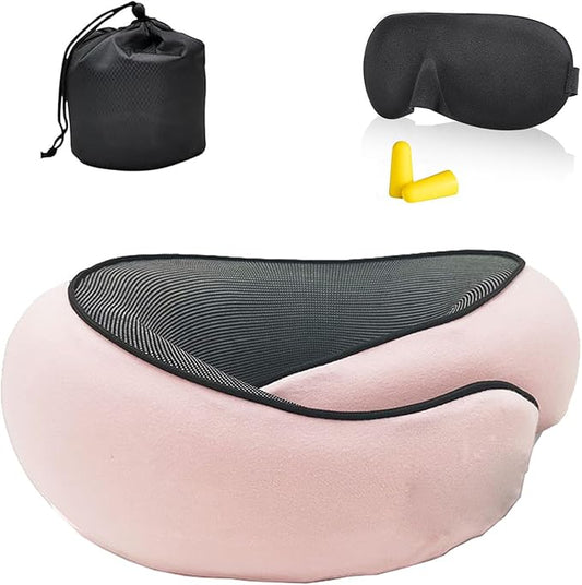 Travel Pillow, Travel Neck Pillow, 360 Degree Comfort and Breathability, Airplane Travel Neck Pillow, Stowable U-Shaped Pillow (Peach)