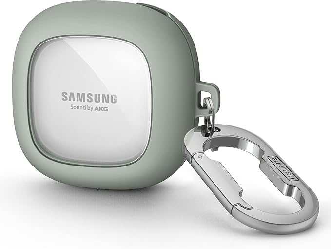 SURITCH Protective Case for Samsung Galaxy Buds FE(2023)/Buds 2 Pro(2022)/Buds 2(2021)/Buds Pro(2021)Buds Live(2020), Shockproof Sturdy Earbuds Cover for Charging Case with Heavy-Duty Carabiner, Green