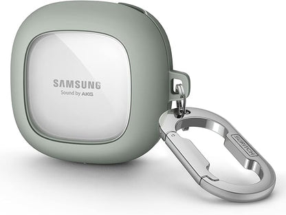 SURITCH Protective Case for Samsung Galaxy Buds FE(2023)/Buds 2 Pro(2022)/Buds 2(2021)/Buds Pro(2021)Buds Live(2020), Shockproof Sturdy Earbuds Cover for Charging Case with Heavy-Duty Carabiner, Green