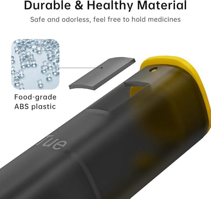 Weekly Pill Organizer 2 Times a Day, KOVIUU Large Travel Pill Box 7 Day, Am Pm Twice Daily Pill Case with Rotatable Handle, Pill Holder Container for Vitamin, Medicine, Supplement, Translucent-Black