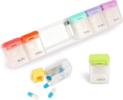 Weekly Pill Organizer Magnetic Large Travel Pill Case, Week Once Daily Medication Dispenser Medicine Container Holder for Supplement Box 7 Day 1 Time a Day (White)