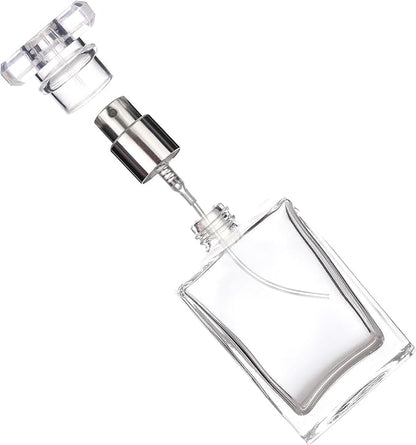Liquid Perfume Bottles Empty Glass 30ml Portable Square Atomizer Bottle Transparent Refillable for Eau De Toilette - 8 Pack (Clear and Black)