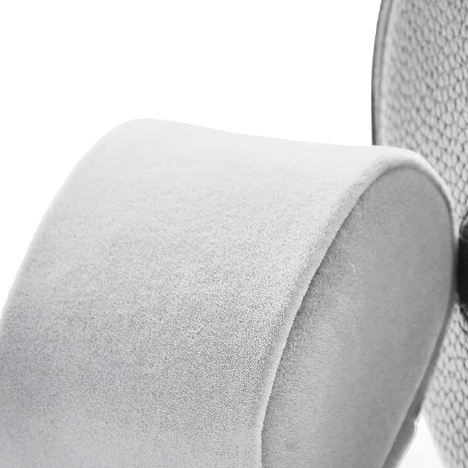 Oirlv Luxury Leather Travel Watch Case - Single Watch Box for Women - Portable Jewelry Storage Roll Organizer (Grey)