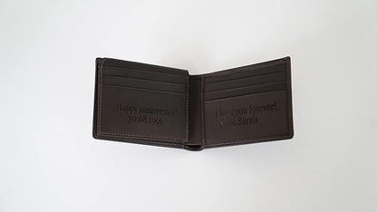 Generic, Personalized Wallet for Men, Dark Brown, Full-Grain Leather, RFID-Blocking, 11 Card Slots, Custom Gifts for Fathers Day