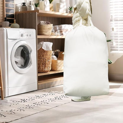 2 Pcs Canvas Laundry Bags with Carrying Handles & Drawstring Closure, Machine-washable Laundry Basket Hamper Liner Replacement Bags
