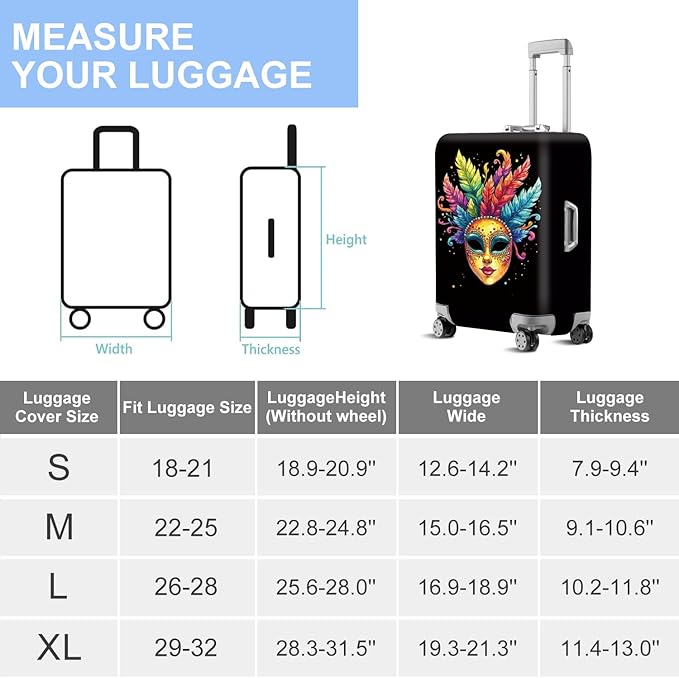 ANNA QUEEN Travel Luggage Cover Suitcase Protector Suitcase Cover Anti-Scratch,Stretchable Bag Cover Washable Durable Polyester with Elastic Hem with Zipper Closure