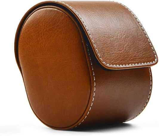 Oirlv Luxury Leather Watch Storage Box Travel Single Watch Case Watch Gift Box for Christmas Anniversary Birthday(Brown)