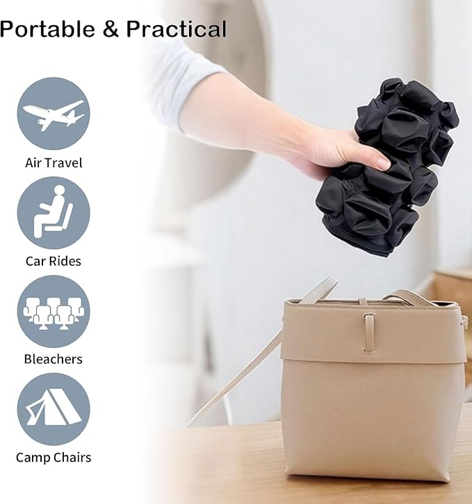 3D Airplane Seat cushion， Type Inflatable Travel Seat Cushion，Ergonomic Comfort Support ， Suitable for wheelchairs Car, Office, Home Living (Black)