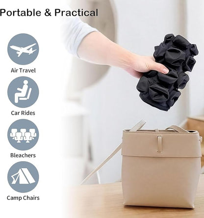 3D Airplane Seat cushion， Type Inflatable Travel Seat Cushion，Ergonomic Comfort Support ， Suitable for wheelchairs Car, Office, Home Living (Black)