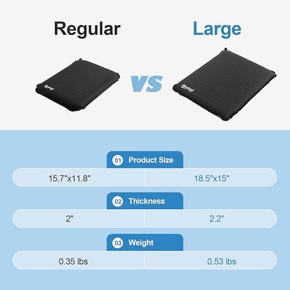 Larger Self-Inflating Airplane Seat Cushion for Long Flights – Portable Travel Cushion Airplane Seat - Memory Foam Travel Seat Cushion Providing Pressure Relief (Black)