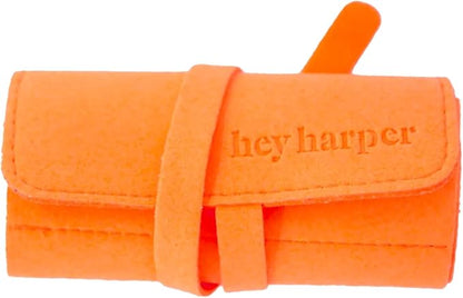 Hey Harper Travel Jewelry Organizer Roll – Compact Storage Pouch for Rings, Earrings, Necklaces & Bracelets – Foldable Case for Women (Included Only Roll) (Orange)