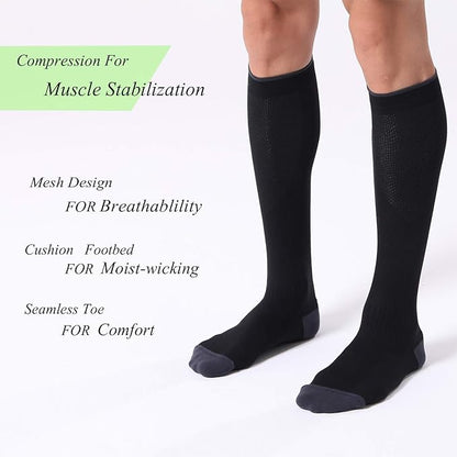 FITRELL 3 Pairs Compression Socks for Women and Men 20-30mmHg-Circulation Support Socks