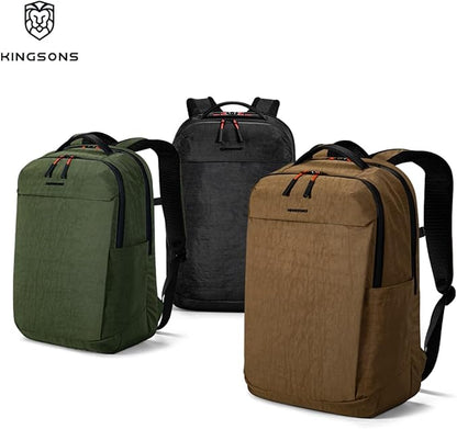 Kingsons Urban Lightweight Waterproof Backpack-15.6" Laptop Compartment, Quick Access,Ergonomic,22.5L (Commuting/Travel/College/Daily Carry) (Gifts For Men & Women) (KS25055-Black-US-1)