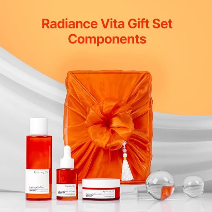[PKY] Pyunkang Yul Radiance Skincare Gift Set for Flawless and Radiant Skin with Deep Hydration, Vitamin C and Pearl Extract, Korean skincare(3-item set)