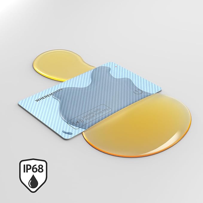 WHEREMYLUV-Item-Finder-for-Wallet, Ultra Thin Bluetooth Tracker Card Compatible with Apple Find My, Rechargeable GPS Locator, IPX8 Waterproof, Slim Smart Card for Men & Women (Blue)