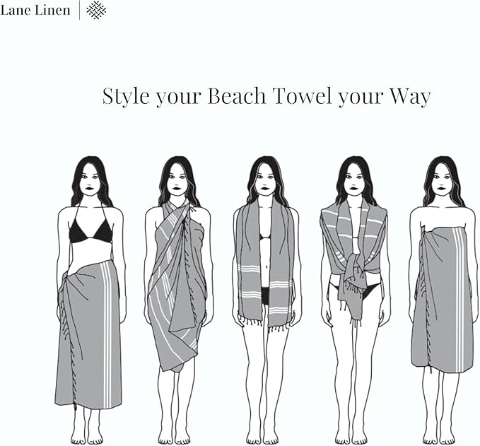 LANE LINEN 4 Pack Beach Towels – Oversized, Pre-Washed, Quick Dry, Sandproof, Lightweight & Absorbent Travel Towels – Extra Large Pool/Bath Towel – Multi