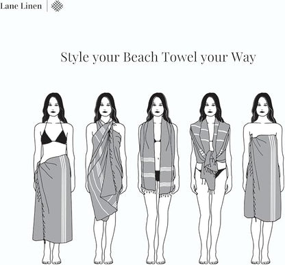 LANE LINEN 4 Pack Beach Towels – Oversized, Pre-Washed, Quick Dry, Sandproof, Lightweight & Absorbent Travel Towels – Extra Large Pool/Bath Towel – Multi