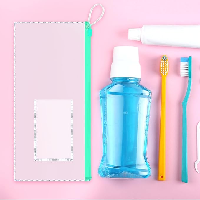Timgle 400 Pcs Dental Zipper Pouches Zipper Lock Carrying Case with Business Card Holder Clear Toothbrush Pouch for Dental Hygiene Products Office Prizes, Color Random