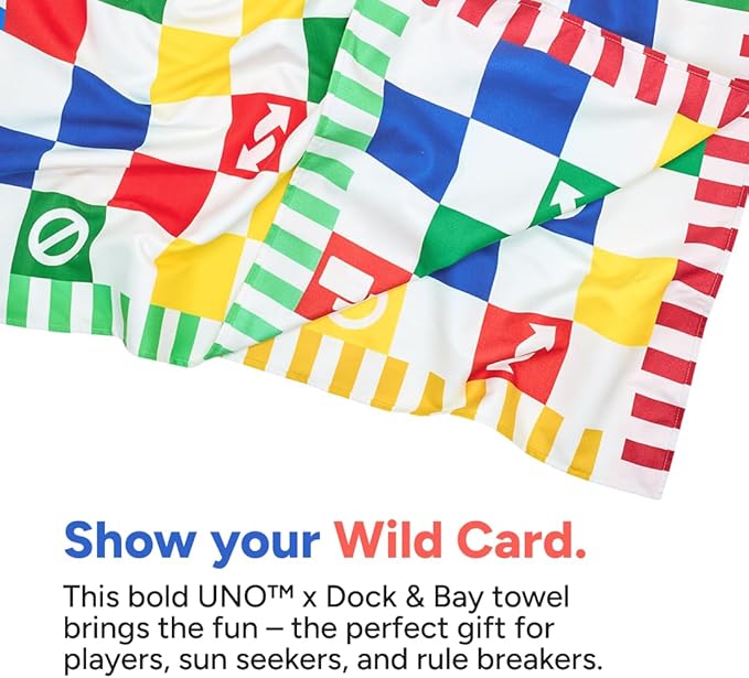 Dock & Bay Beach Towel - Quick Dry, Sand Free - Compact, Lightweight - 100% Recycled - Includes Bag - Wild Card - Large (160x90cm, 63x35)