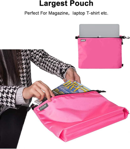 GOX 3 Pack Travel Toiletry Bag for Men Carry On Packing Organizer Zipper Pouch Portable Cosmetic Pouch Accessory Document Electronics (Pink)
