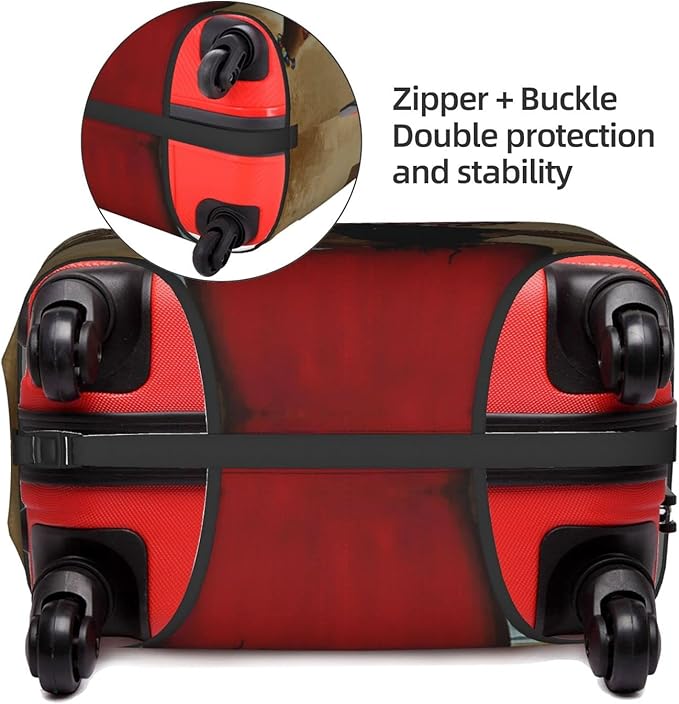 Luggage Cover Protector, Anti-scratch Suitcase Cover, Washable, 4 Sizes, Black, Cartoon Theme, Easy Access Handles, Scratch & Stain Resistant