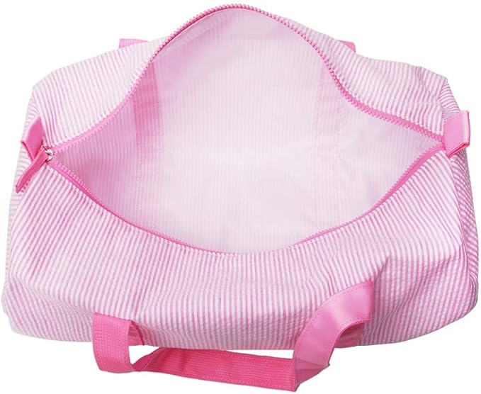 Kids Travel Overnight Bag Seersucker Carry On Lightweight Weekender Duffel Bag for Boys and Girls (Pink) X-large