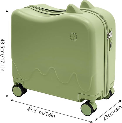 18" Kids Luggage Suitcase for Girls & Boys, Kids Carry On Luggage with Wheels Children’s Suitcase w/Lock (Green)